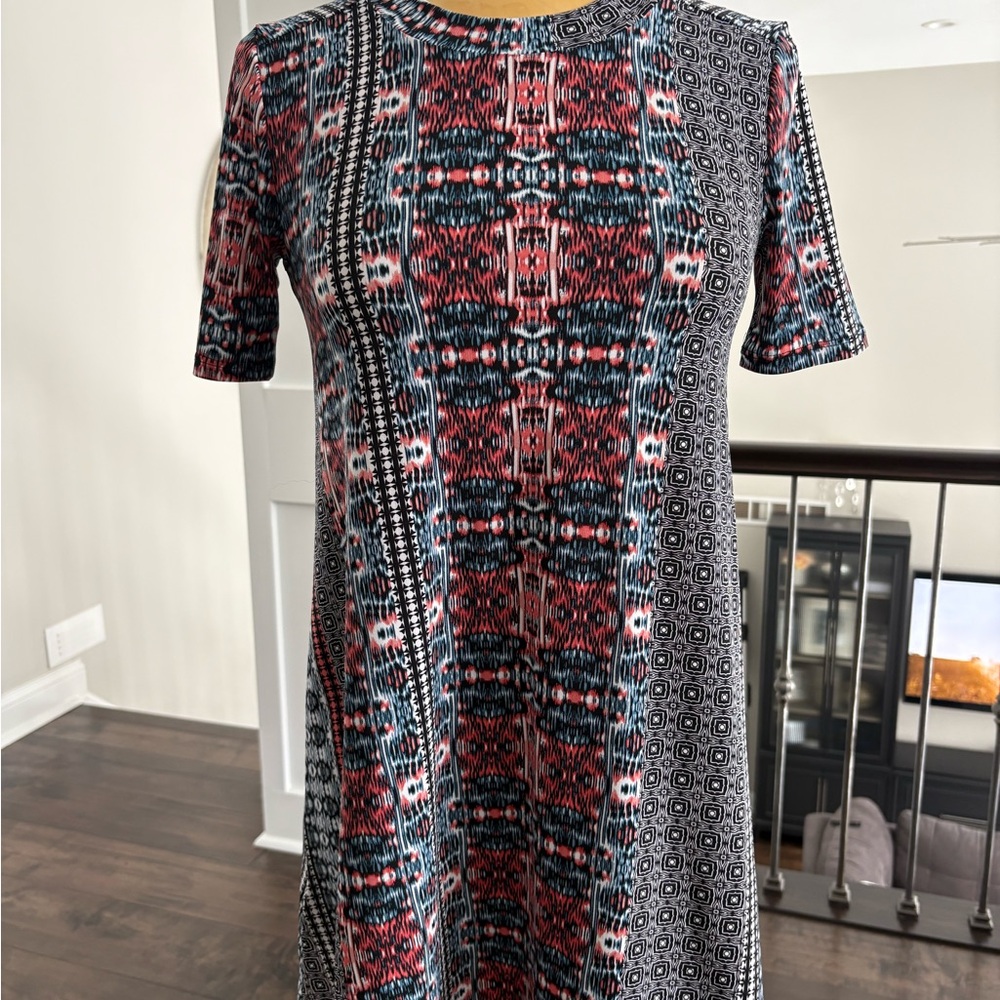 Bcbgeneration Red And Black Patterned Midi Dress - image 1